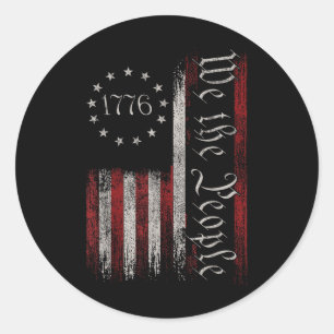 Vintage Gamla amerikanska Flagga Patriotic 1776. Runt Klistermärke
