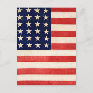 Vintage Gamla amerikanska Flagga Vykort