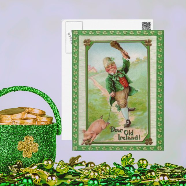 Vintage Gamla Bästa Irland-kort Vykort (Vintage Old Dear Ireland Card)