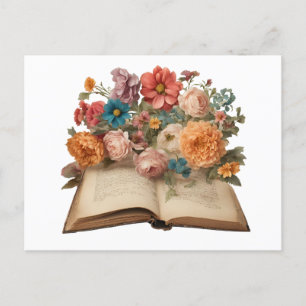 Vintage gamla bok- och trädgårdsblommor vykort