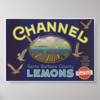 Vintage Gamla citroner Fruit Låda-etiketter Poster