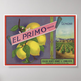 Vintage Gamla citroner Fruit Låda-etiketter Poster