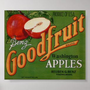 Vintage Gamla etiketter för äppelfrukt, Låda Poster
