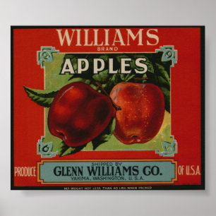 Vintage Gamla etiketter för äppelfrukt, Låda Poster