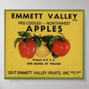 Vintage Gamla etiketter för äppelfrukt, Låda Poster