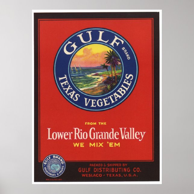 Vintage Gamla etiketter för vegetabiliska Låda Poster (Framsidan)