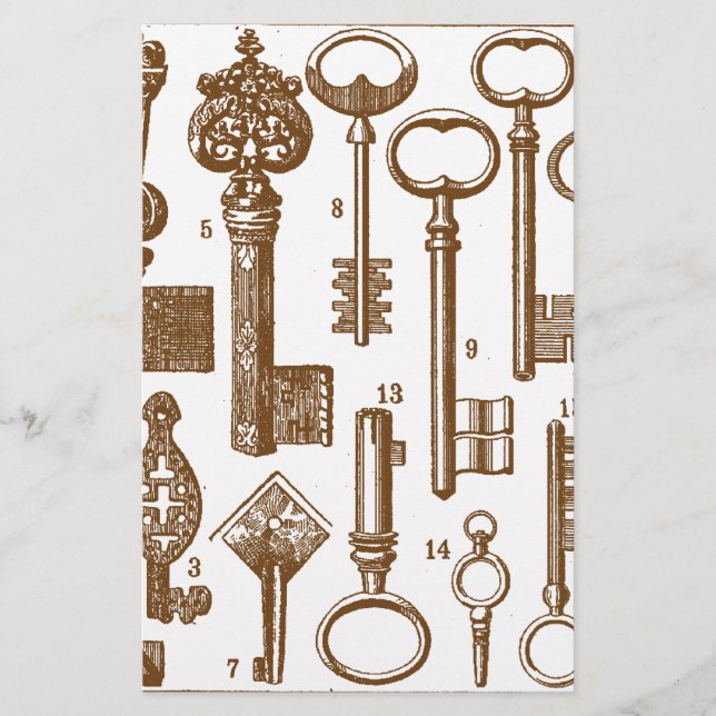 Vintage Gamla Fashioned Antique Nyckel set (Framsida)
