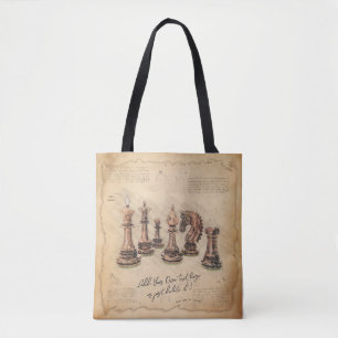 Vintage Gamla Fashioned Chess Delar Art Player Gif Tygkasse