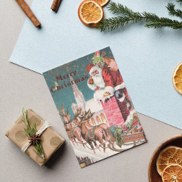 Vintage Gamla Fashioned jul Winter Jultomten Julkort