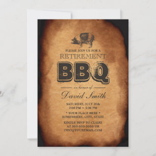 Vintage Gamla Gris-Pension BBQ Party Inbjudningar
