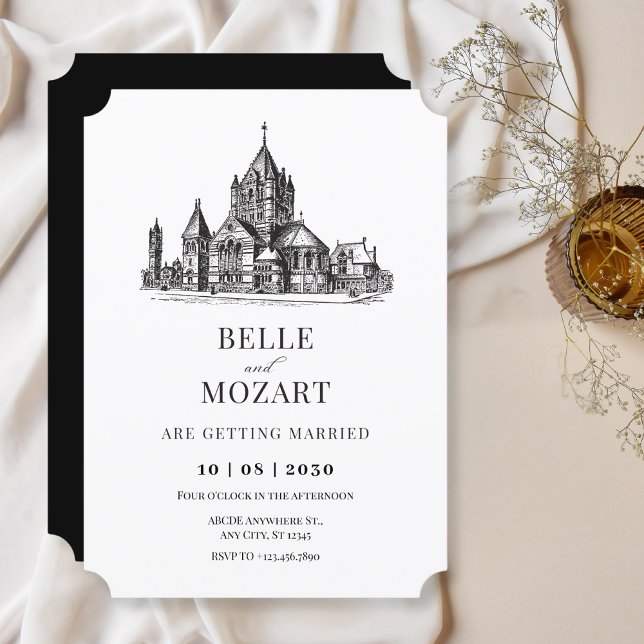 Vintage Gamla kyrkan minimalist bröllop Inbjudningar (Skapare uppladdad)