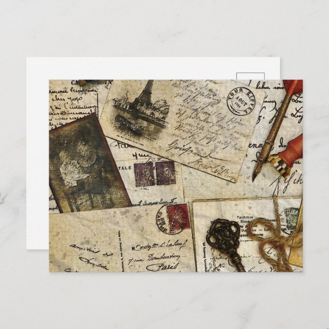 Vintage Gamla Minnen från Brev Vykort (Fram/baksida)