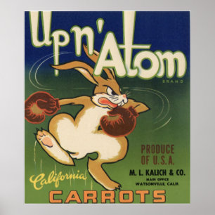 Vintage Gamla morötter Vegetables Låda-etiketter o Poster