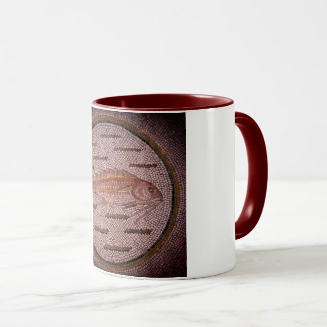 Vintage Gamla romerska mosaik A Fish Mugg (Framsida höger)
