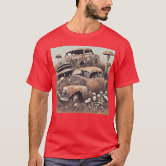 Vintage gamla rostiga bilar present vänner vän t shirt