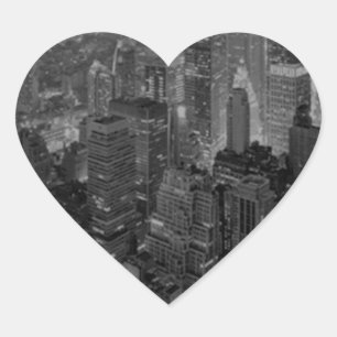 Vintage Gamla Stil New York City-skript Hjärtformat Klistermärke