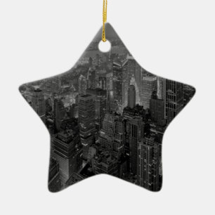 Vintage Gamla Stil New York City-skript Julgransprydnad Keramik
