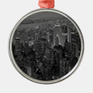 Vintage Gamla Stil New York City-skript Julgransprydnad Metall