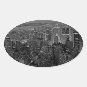 Vintage Gamla Stil New York City-skript Ovalt Klistermärke