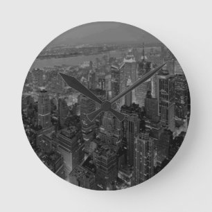 Vintage Gamla Stil New York City-skript Rund Klocka
