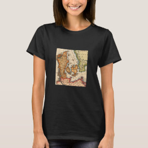 Vintage Gamla världskartan Danmark T Shirt