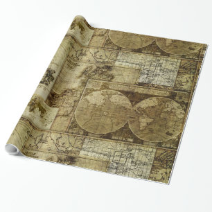 Vintage gamla världskartor Antika kartor Presentpapper