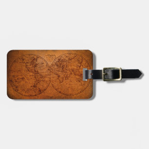 Vintage Gamla World Antique Karta Personlig Bagagebricka