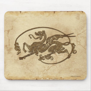 Vintage Gamla World Dragon on Parchment, effekt Musmatta