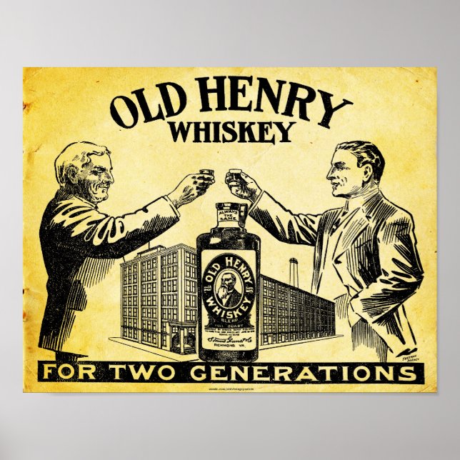 Vintage Gamle Henry Whiskey Poster (Framsidan)