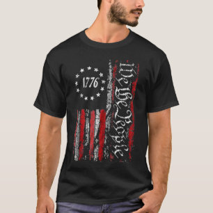 Vintage gammal amerikansk flagga patriotisk 1776 V T Shirt