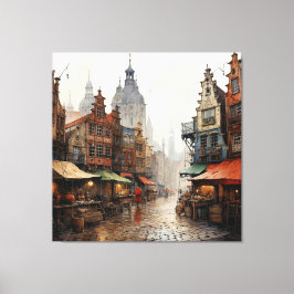 Vintage Gammal Amsterdamkonst Canvastryck