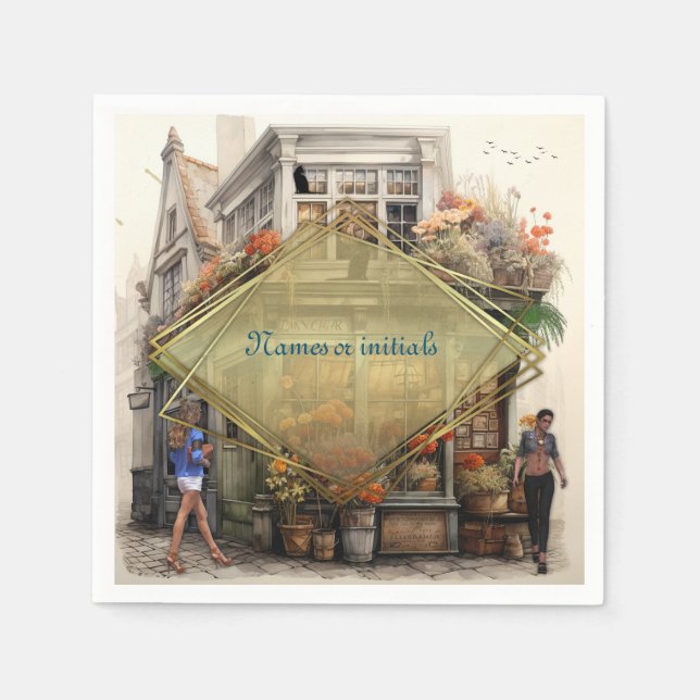 Vintage Gammal Amsterdamkonst Pappersservett (Framsidan)