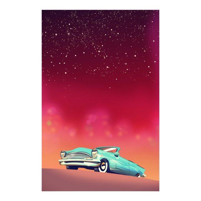 Vintage Gammal bil Fototryck (Framsidan)