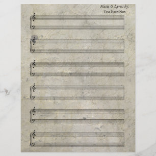 Vintage gammal fläckig notblad piano 6 stämmor