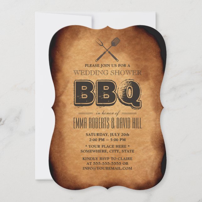 Vintage Gammal Papprare bakgård BBQ Bröllop Inbjudningar (Framsida)