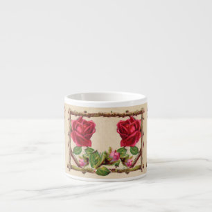 Vintage gammal ros rustik viktoriansk antik klassi espressomugg