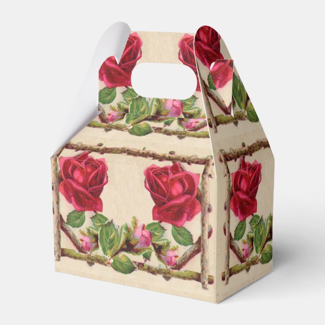 Vintage gammal ros rustik viktoriansk antik presentaskar (Framsidan Sidan)