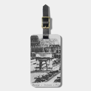 Vintage gammal svart vit Rom Colosseo Bagagebricka
