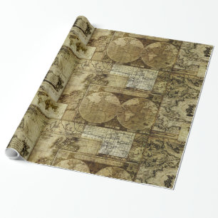 Vintage, gammal världskarta Kartor Antique kartor Presentpapper