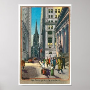 Vintage gammala Trininty & wall street Poster
