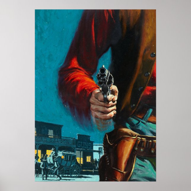 Vintage Gammala västern Gunslinger Cowboy Poster (Framsidan)