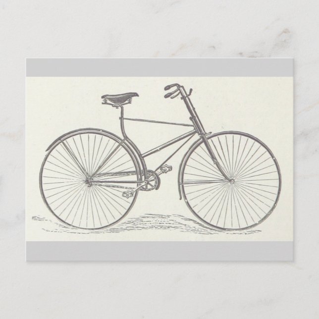 Vintage, gammalmodig cykelavbildning vykort (Framsida)