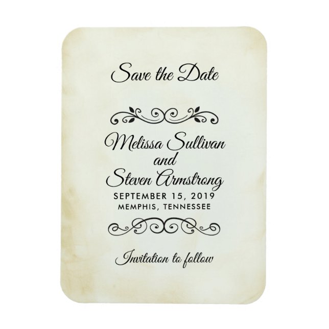 Vintage gammalmodigt Westernt tema Spara datum Magnet (Vertikal)