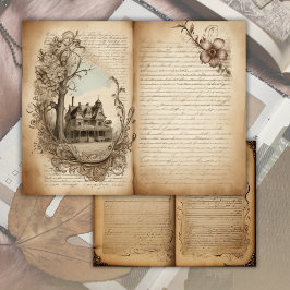 Vintage gammalt bokblad scrapbok papper ark