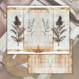 Vintage gammalt botaniskt skrotjournalpappersark