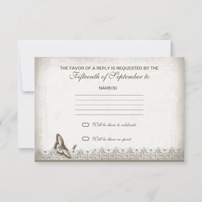 vintage gammalt bröllop svarar OSA kort (Framsida)