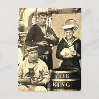 Vintage gammalt foto 3 sjömän som håller katter vykort