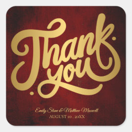 Vintage gammalt papper ''Tack'' Guld kalligrafi Fyrkantigt Klistermärke