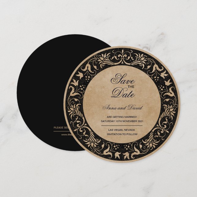 Vintage Gammalt Pappert Royal Spara datuminbjudan Inbjudningar (Fram/baksida)