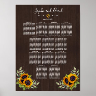Vintage Gammalt sittdiagram för solblommor i Bröll Poster